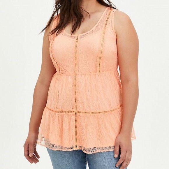 Torrid NWT Coral Tiered Lace Top 2X - Picture 2 of 7